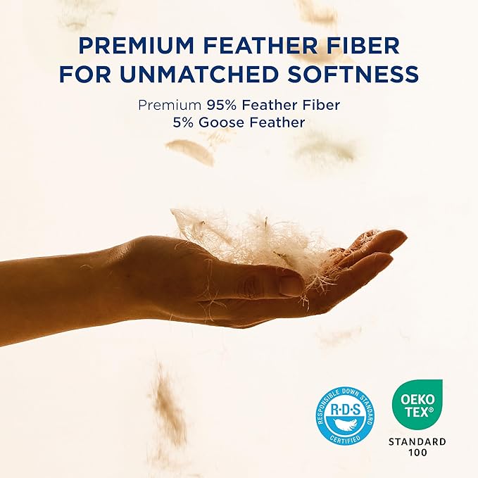 Bedsure Luxury Goose Feathers Down Pillows - 300 Thread Count Cotton Cover Gusseted Hotel Collection Bed King Pillows Size Set of 2, Ultra-Soft High Elasticity Sorona Fiber Layer Pillows for Sleeping