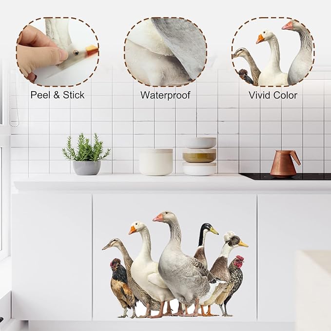 Funny Ducks Wall Decal Peel and Stick Removable Ducks Wall Stickers Funny Gift for Christmas Friends Kitchen Dishwasher Fridge Sticker Wall Window Decor Kids Bedroom Decor