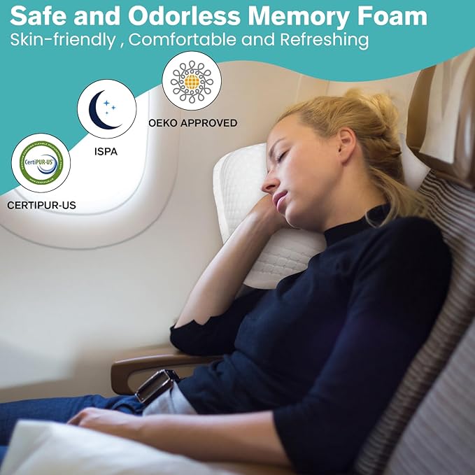 Ear Piercing Pillow with Holes for Ear Pain CNH Side Sleepers, Adjustable Memory Foam Ear Pillow for Ear Discomfor, Earrings, Noise-Canceling Earplugs, Headphones, Enjoy Sound Sleep