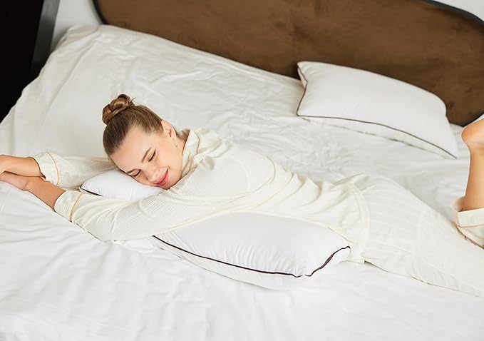 Luxury Hypoallergenic Sleeping Bed Pillows - Soft and Supportive - Premium Down Alternative Fill - Ideal for Side, Back, and Stomach Sleepers Queen Size Set of 4