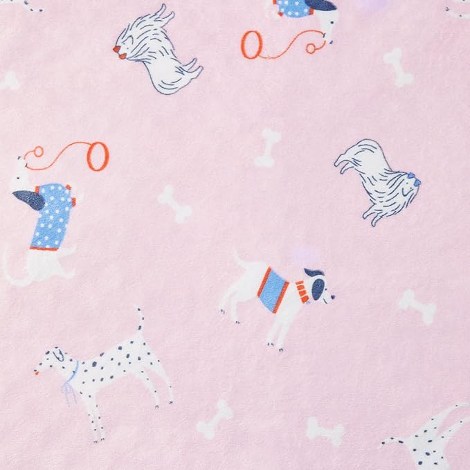 DaysU Silky Micro Soft Plush Baby Blankets for Girls with Print Animal Pattern and Soothing Raised Dots, Double Layer Bed Throws for Toddler Cot, Puppy, Pink, 50x60 Inches