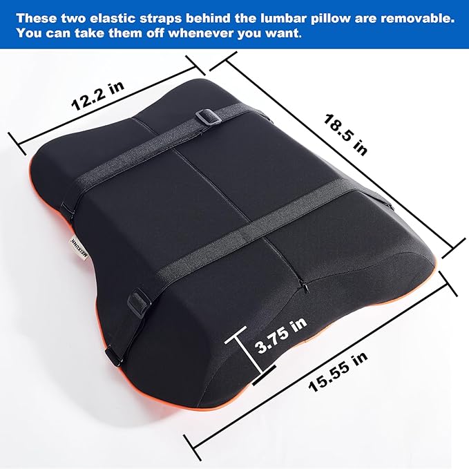 Soft Lumbar Support Pillow for Car Seat and Office Chair Back Support Pillow for Toyota RAV4 and Seat and Truck Driver's seat, Back Cushion for Pain Relief Improve Posture (Suede Cover-Black)