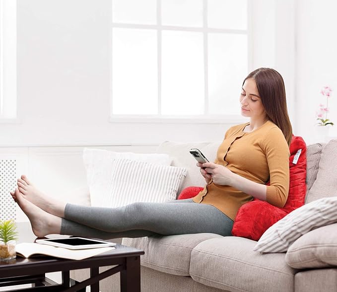 Nestl Reading Pillow for Kids, Small Bed Pillow, Back Pillow for Sitting in Bed, Memory Foam Chair Pillow, Reading & Bed Rest Pillows, Red Back Pillow for Bed, Arm Pillow with Pockets