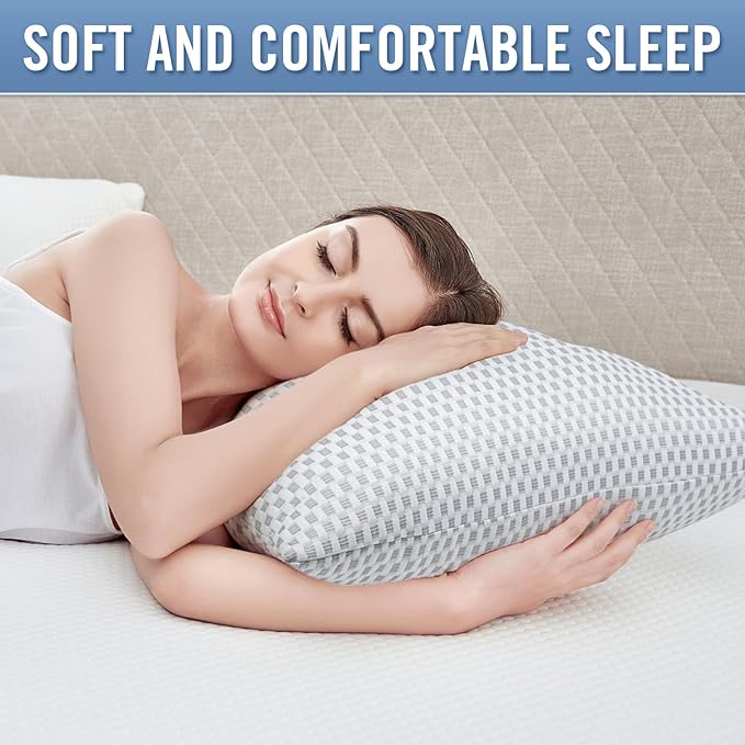 Shredded Memory Foam Pillows, Queen Size Bed Pillows for Sleeping 2 Pack,Washable Removable Cover,Pillows Suitable for Stomach,Back and Side Sleepers.