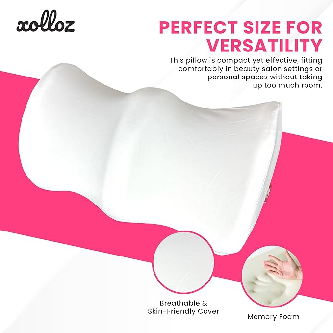 Ergonomic Leg Pillow for Leg and Knee Support | Premium Memory Foam Knee Pillow for Beauty Salon Or Home | Bolster Pillow for Legs Helps Comfort Enhancement, Legs & Lower Back Pain Relief (White)