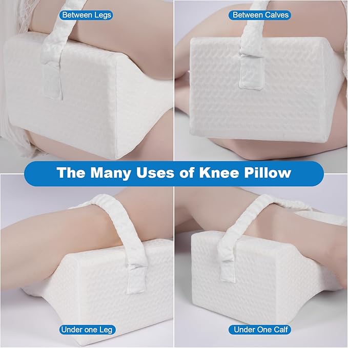 Knee Pillow，Knee Pillow for Side Sleepers，Leg Pillow，Side Sleeper Leg Pillow, Memory Foam Knee Pillow, Suitable for Leg, Back, Knee Pain, Improve Sleep Quality