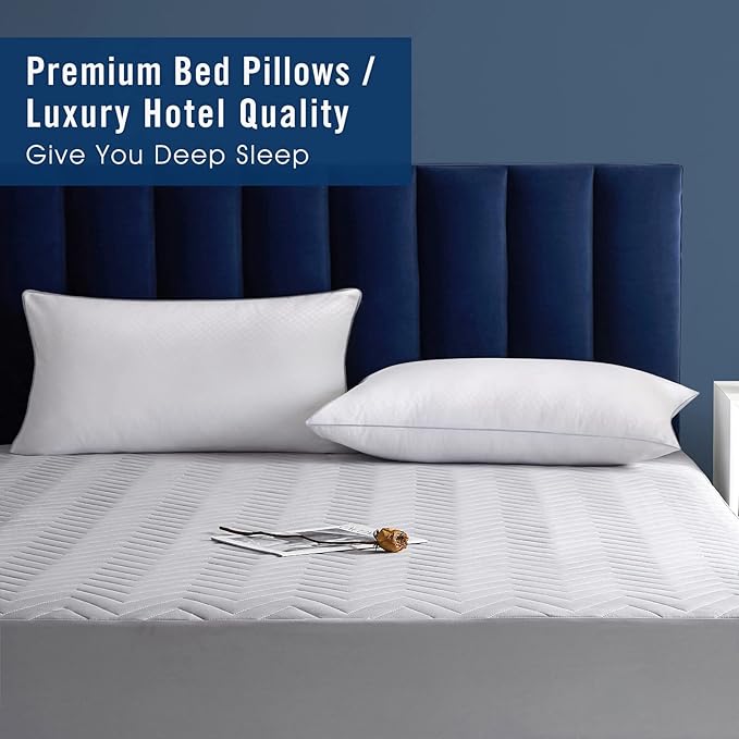 Bed Pillows for Sleeping 2 Pack, Queen Size Pillows Set of 2,Down Alternative Filling, Pillow for Back, Stomach or Side Sleepers Grey