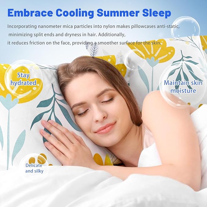Cooling Pillow Cases for Hot Sleepers - Double Side Arc-Chill Q-Max>0.5 Cooling Fiber Cool Pillow Cases 2 Pack - Breathable Soft Cold Pillow Cases with Hidden Zipper (20" x 36")