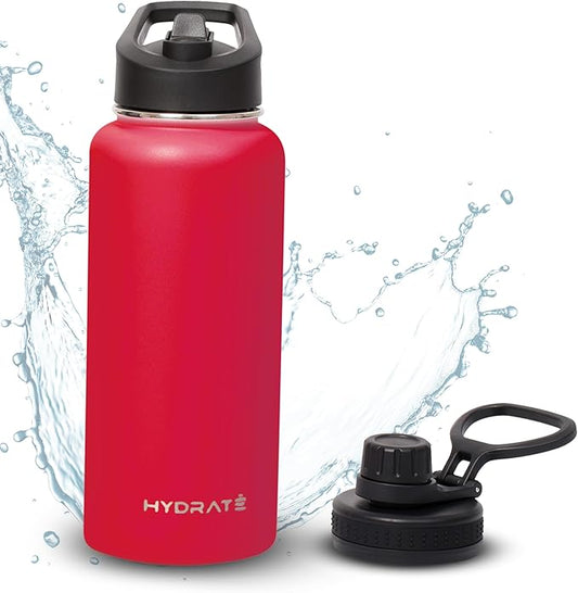 HYDRATE Insulated Stainless Steel Water Bottle - Large Reusable Flask with Leak-Proof Design and Convenient Handle - Double Vacuum Insulation for School, Work, or Adventure