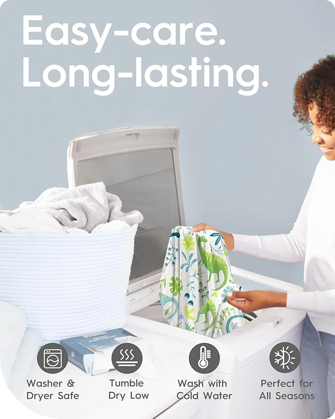 Dinosaur Crib Sheets for Boys, Premium Soft Crib Mattress Fitted Sheet, Ultra Breathable Baby Sheets, Super Stretchy Baby Bed Sheets 28x52x9 Extra Deep Pocket, 2 Pack