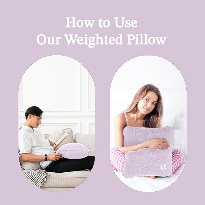Plush Weighted Pillow 9lbs - Enhances Relaxation and Comfort with Ultra Plush Cooling Fabric - Cool Alternative to Weighed Blanket - Glass Beads Weight, Machine Washable (Fleece, Light Gray)