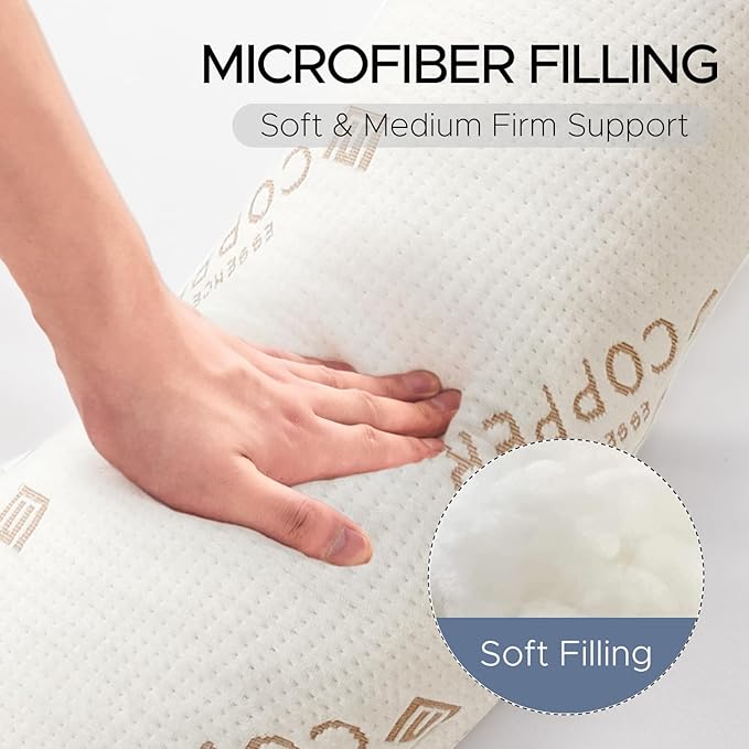 Body Pillow for Adults - Soft Long Bed Pillow Insert for Sleeping - Shredded Memory Foam and Removable Washable Cover - Swan Shaped Side Sleeper Pregnancy Pillow 49 Inch (Copper Color)