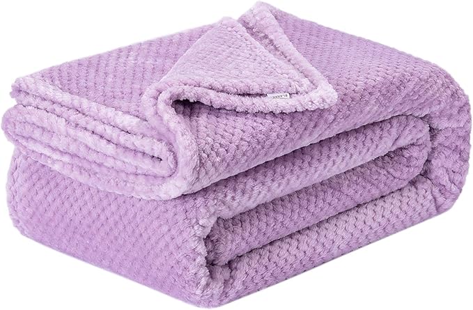 Fuzzy Throw Blanket, Plush Fleece Blankets for Adults, Toddler, Boys and Girls, Warm Soft Blankets and Throws for Bed, Couch, Sofa, Travel and Outdoor, Camping (Full Twin(70"x80"), XL2-Lavender)