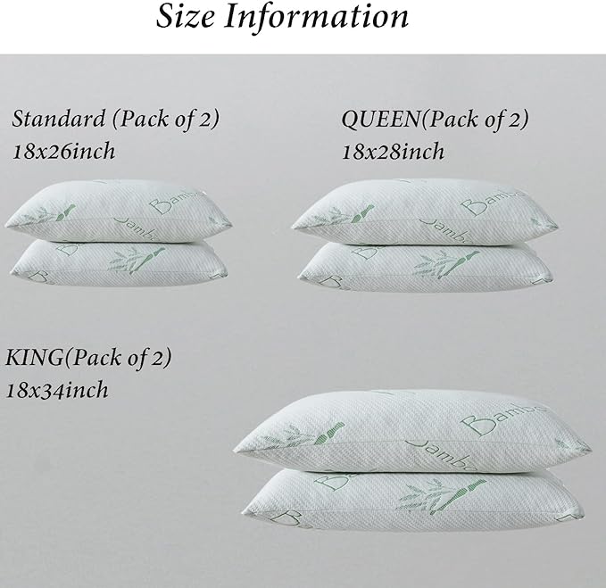 Single Memory Foam Pillows King Size Set of 1, Cooling Rayon Pillow with Breathable Cover, Bed Pillow for Sleeping 1 Pack, Firm Adjustable Pillow for Neck Support, Hotel Quality Rest Pillow 20" x 36"