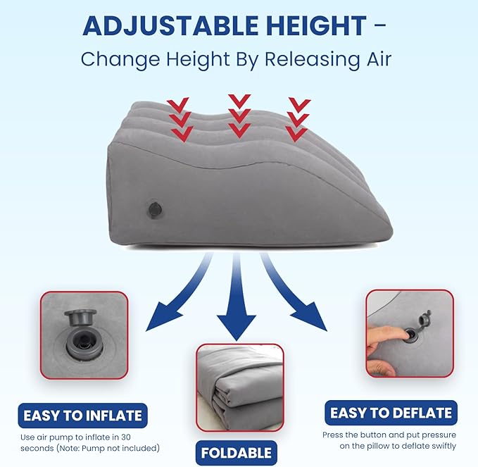 Leg Elevation Pillow - Inflatable Wedge Pillow for Sleeping Leg Pillows for Sleeping Portable Leg Pillow for Swelling, After Surgery, Blood Circulation