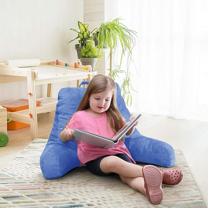 Nestl Reading Pillow for Kids, Small Bed Pillow, Back Pillow for Sitting in Bed, Memory Foam Chair Pillow, Reading & Bed Rest Pillows, Calm Blue Back Pillow for Bed, Arm Pillow with Pockets