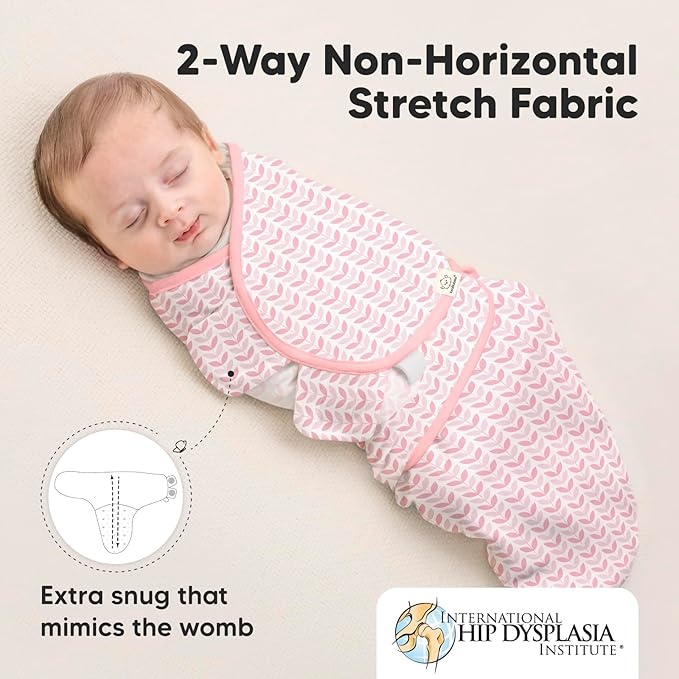3-Pack Organic Baby Swaddle Sleep Sacks - Newborn Swaddle Sack, Ergonomic Baby Swaddles 0-6 Months, Swaddles for Newborns, Baby Sleep Sack, Baby Swaddle Blanket Wrap, Baby Essentials(Blossom Large)