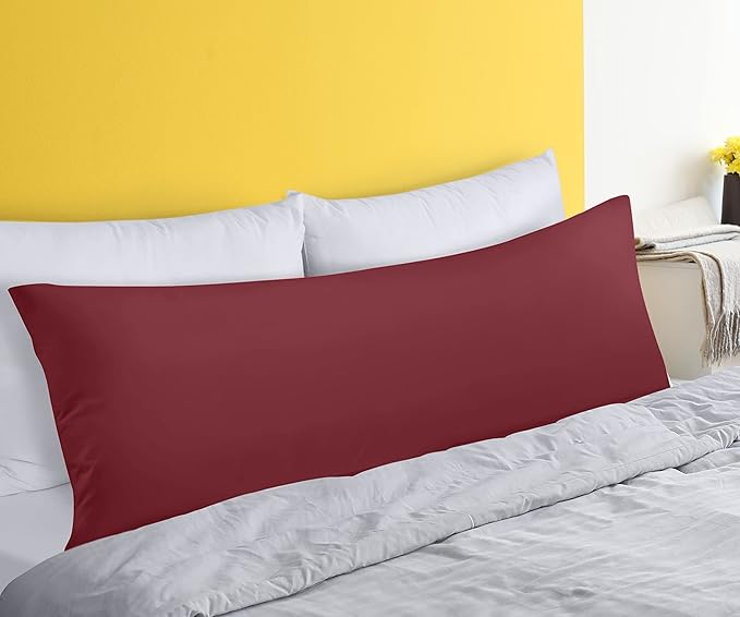 Utopia Bedding Full Body Pillow for Adults (Burgundy, 20 x 54 Inch, Pack of 06) Long Pillow for Sleeping, Large Pillow Insert for Side Sleepers
