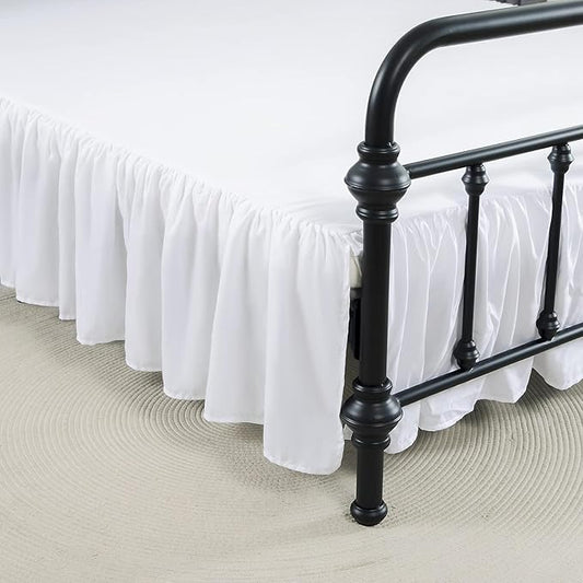 Bed Skirt Full Size Ruffled Bed Skirts with Split Corners, 16 Inch Drop Dust Ruffle Bed Skirt with Platform, Full - 16" Drop, White