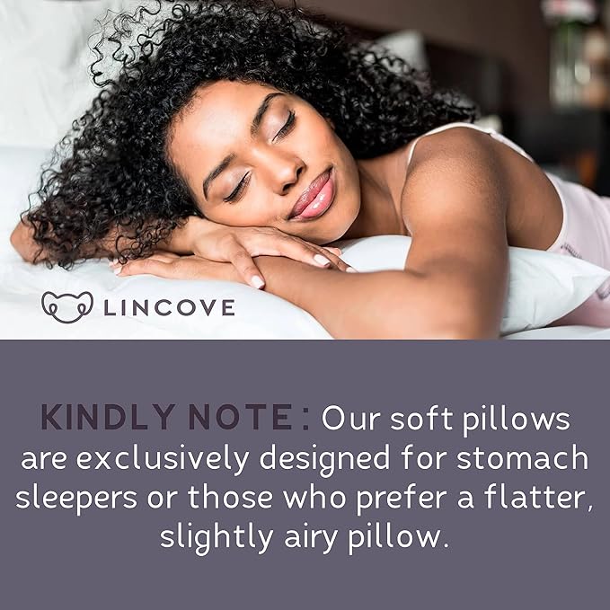 Lincove Signature 100% Canadian White Down Pillow - Luxury Sleeping Pillow for Back, Stomach & Side Sleepers - 800 Fill Power Bed Pillow, 500 Thread Count, Made in Canada, Standard - Soft, 2 Pack