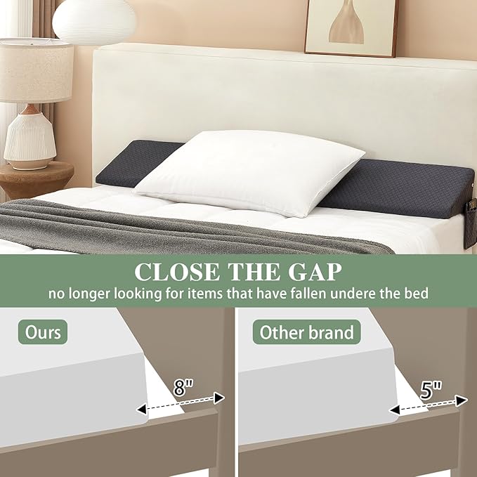 King Size Bed Wedge Pillow - for Headboard Gap/Headboard Pillow/Mattress Wedge /Bed Gap Filler (76"x10"x6") - Bloster Triangle Pillow for Sleeping To Fill Gap (0-8") Between Headboard and Mattress