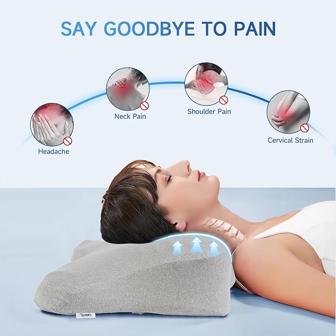 Cervical Neck Pillow for Pain Relief Sleeping, Adjustable Cervical Pillow Cozy Sleeping, Odorless Ergonomic Contour Memory Foam Pillows, Orthopedic Bed Pillow for Side Back Stomach Sleeper