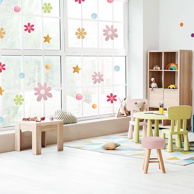 uxcell 36 Pcs (6 Sheet) Polka Dots Wall Sticker, PVC Peel and Stick Rainbow Wall Decal Sticker for Bedroom Classroom, Colorful