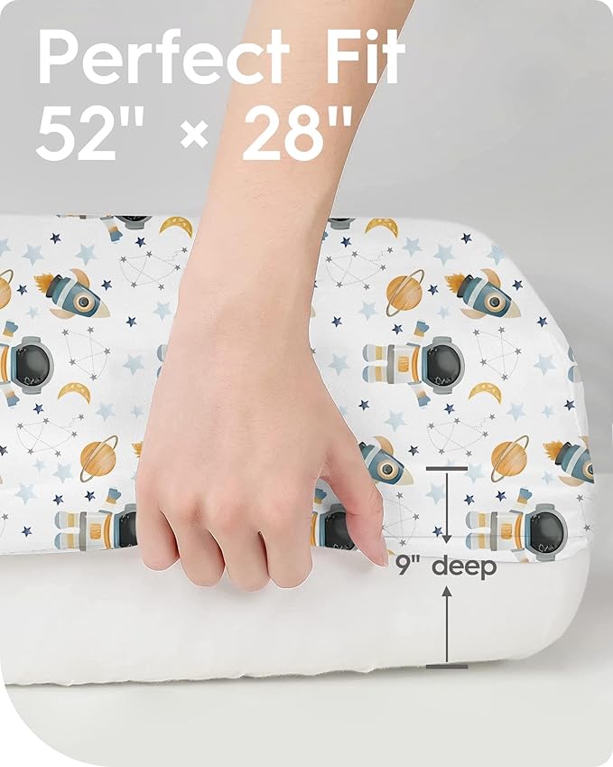 Premium Fitted Baby Boy Crib Sheets for Standard Crib Mattress - Ultra-Soft Jersey Knit Crib Mattress Sheet, Safe and Snug, Durable, Stylish Crib Sheet, 28''x52''x9'' Extra Deep Pocket