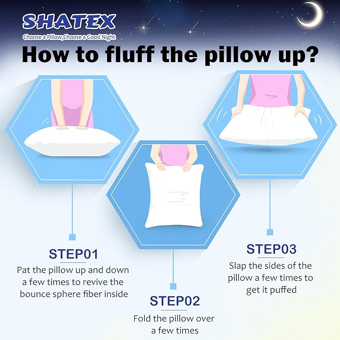 Shatex Extra Firm Pillow Standard Size 26 x 20 inch, Bed Pillow with Adjustable Insert Provides Stronger Support - for Back, Stomach & Side Sleepers,Super Firm