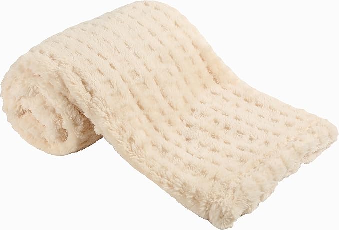 Sherpa Baby Blanket for Girls Toddlers Fleece Fluffy Fuzzy Blanket for Baby,Soft Warm Cozy Fleece Blanket,Receiving Blanket for Infant Newborn (Beige, 30 * 40, Waffle)