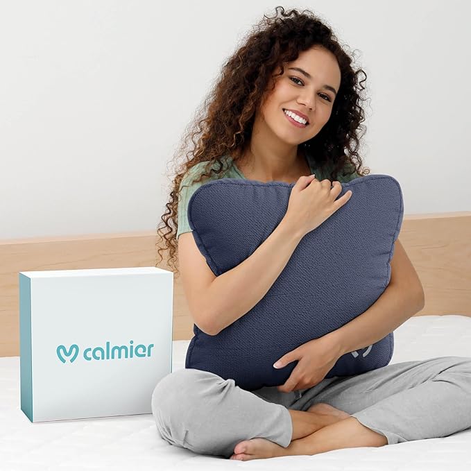 Calmier - 9 lb Sensory Weighted Pillow - Glass Bead Filled Hug Pillow - Ultra Plush Cozy Weighted Pillows for Adults and Kids - Child Sensory Pillow - Weighted Lap Pad (Blue - Fleece, 9 LBS)