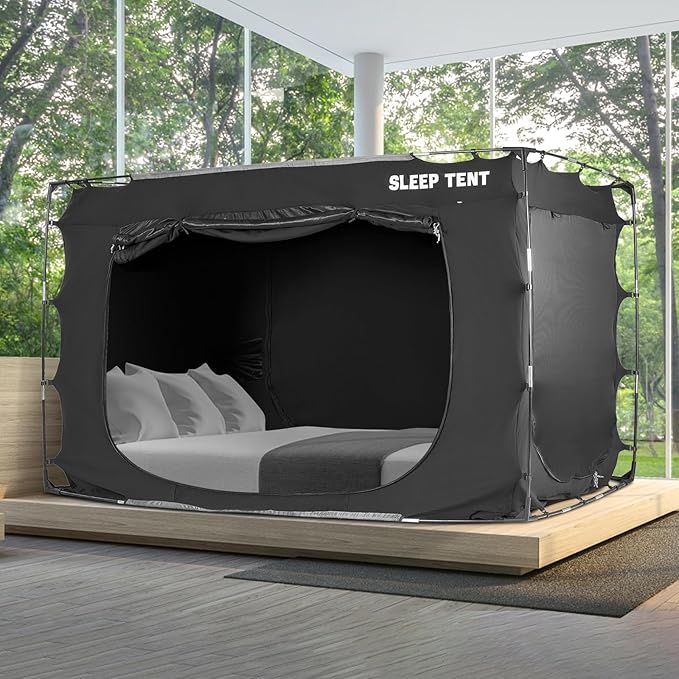 Bed Tent Canopy Full Size for Adult and Kids Portable Dream Tent Indoor Sleeping Tents 98% Blackout,Breathable Privacy Space on Bed with Three Doors (Mattress Not Included)…