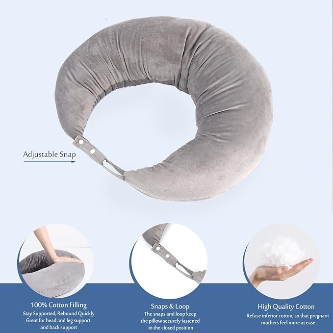 BBL Pillow After Surgery, BBL Pillow for Sitting Sleeping Driving, Hemorrhoid Pillow Seat Support Cushio for Butt with Hole, Butt Donut Pillow for Woman,Grey