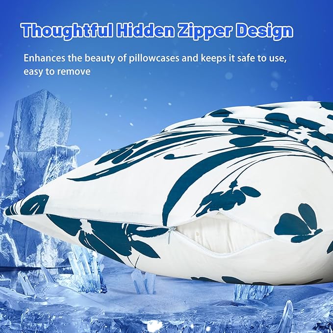 Cooling Pillow Cases for Hot Sleepers - Double Side Arc-Chill Q-Max>0.5 Cooling Fiber Cool Pillow Cases 2 Pack - Breathable Soft Cold Pillow Cases with Hidden Zipper (20" x 26")