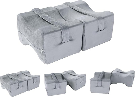 BALAPET Adjustable Shape Knee Pillow for Side Sleepers, Memory Foam Pillow for Between Knees While Sleeping & Aligns Spine, Supportive Bolster Pillow for Relieves Pressure Leg Elevation, Grey