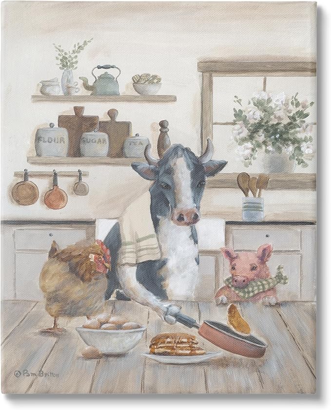 Stupell Industries Farm Animals in Kitchen Canvas Wall Art Design by Pam Britton