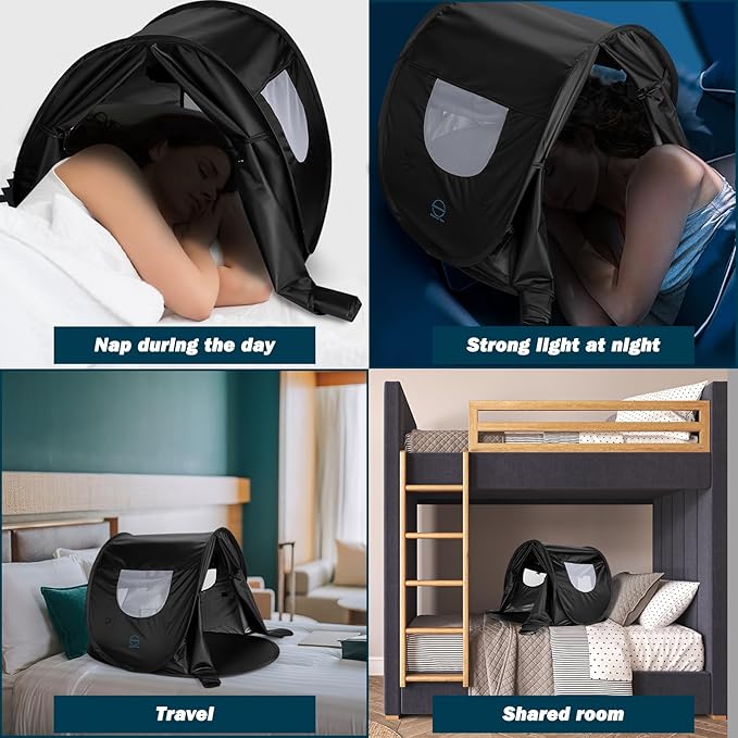 Blackout Bed Tent, Brings Comfortable Sleep Experience, Indoor Privacy Pop Bed Tent, for Personal Light Sleeper in Shared Spaces, Daily & Traveling
