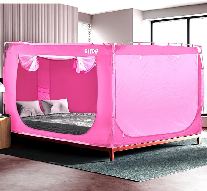 Bed Tent Bed Canopy King Size Tents for Adult and Kids- Portable Dream Tent Indoor Sleeping Tents 70% Blackout with 3 Doors Breathable Big Space Tents