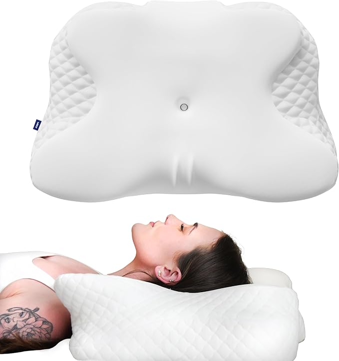 Cervical Memory Foam Pillow for Neck Support, Slow Rebound for Cozy Sleeping, Dual Height Orthopedic Bed Pillows for Pain Relief, Ergonomic Contour Pillow for Side Back & Stomach Sleepers