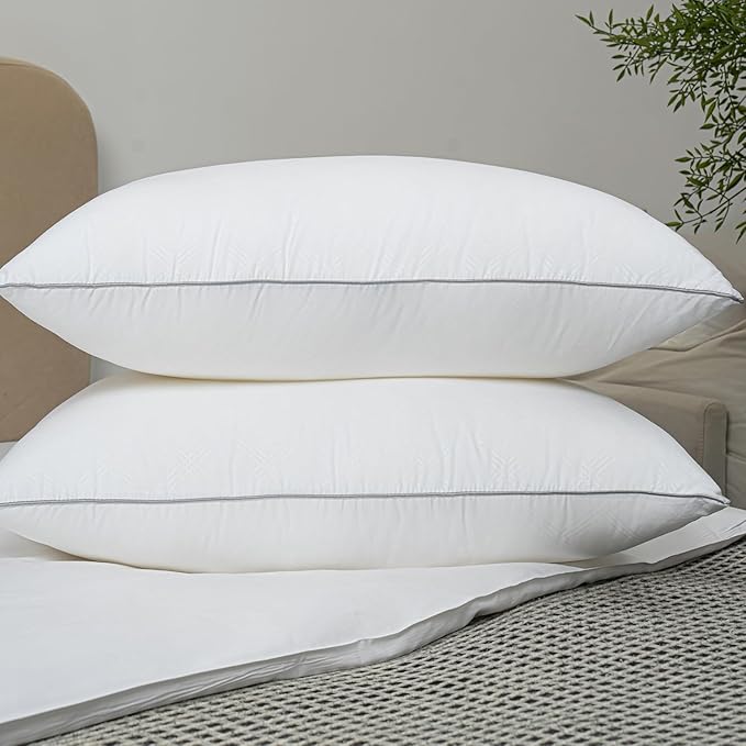 Pillows for Sleeping 2 Pack Bed Pillow Set of 2 for Side Back and Stomach Sleepers Down Alternative Filling Luxury Soft (White, King(2 Pack))