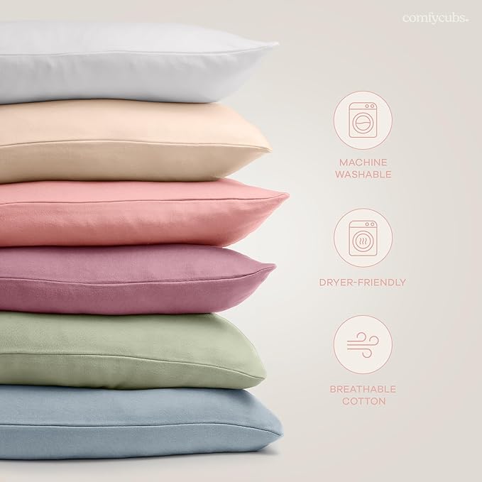 Comfy Cubs Toddler Pillow with Soft Cotton Pillowcase, 13"x18", Blush - Kids Pillow for Sleeping & Travel - Adorable & Comfortable Small Pillow - Kids Travel Pillow with Breathable Microfiber Fill