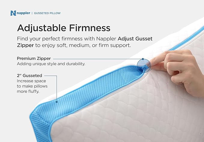 Side and Back Sleeper Pillow for Neck and Shoulder Pain Relief - Shredded Memory Foam Bed Pillow for Sleeping - 100% Adjustable Fill - Queen Size - Modal Washable Case. Extra Fill Included