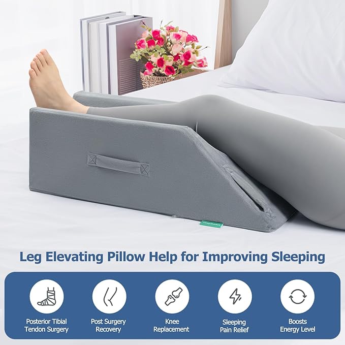 Adjustable Leg Elevation Pillows for Swelling After Surgery - Elevated Pillows for Legs - Leg Support Pillow - Portable Knee Wedge Pillow to Elevate Knee/Leg/Feet