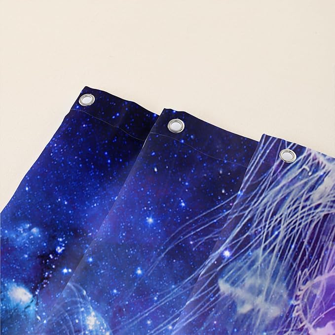 AILONEN 3D Whale Shower Curtains,Purple Galaxy Bath Curtains,Ocean Jellyfish Curtains for Kids Girls,Polyester Waterproof for Bathroom with 12 Hooks,60" W*72" H Purple