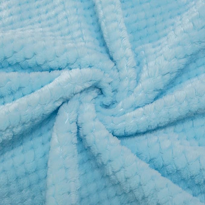 Fuzzy Throw Blanket, Plush Fleece Blankets for Adults, Toddler, Boys and Girls, Warm Soft Blankets and Throws for Bed, Couch, Sofa, Travel and Outdoor, Camping (Throw(50"x70"), L-Ice Blue)
