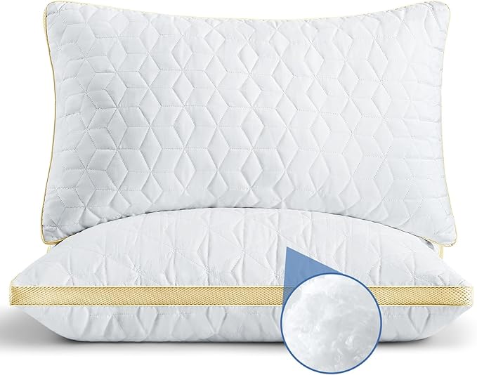 Cooling Pillows King Size Set of 2, Luxury Hotel Down Alternative King Size Pillows, Supportive Gusseted King Pillows, Medium Firm Bed Pillows for Sleeping, 2 Pack Washable King Pillows