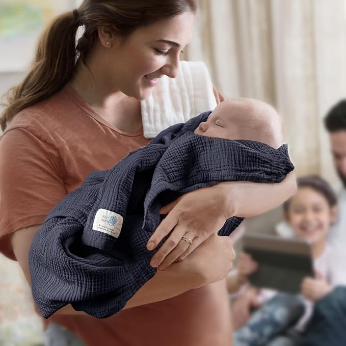 Lulu moon Muslin Quilt Blanket, Crib Blanket for Baby and Toddler,47x47 Inches(Blue)