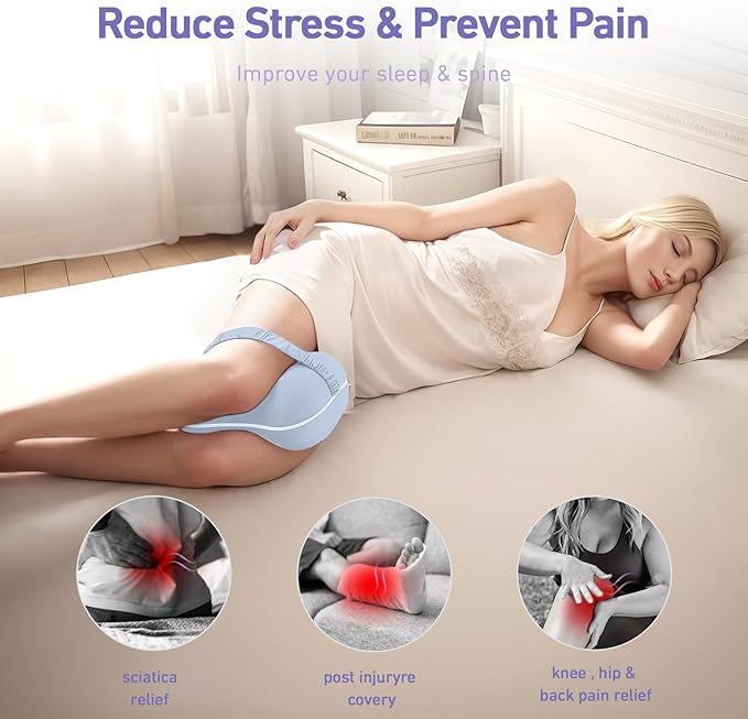 Leg & Knee Pillow for Side Sleepers - Smooth Spine Alignment Pillow - Memory Foam Knee Pillows for Back Hip Pain, Spine Aligning, Sciatica, Surgery Recovery, Pregnancy