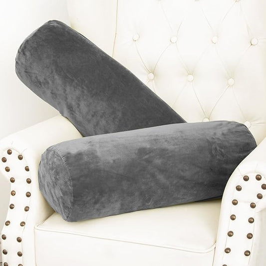 Body Pillow, Memory Foam Body Pillows for Adults Sleeping, Decorative Bolster Pillow for Bed & Couch, Long Cylinder Tube Round Pillow, 24x7.87 Inches, Set of 2 (Light Grey)