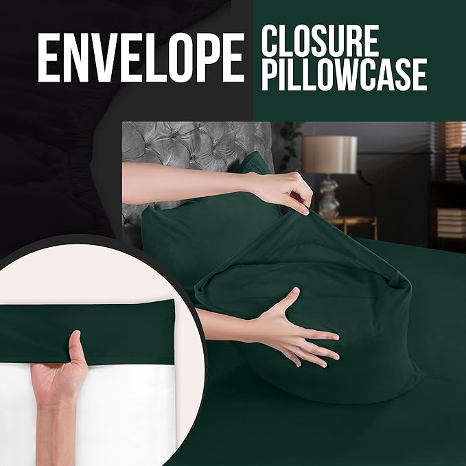 Utopia Bedding Queen Pillow Cases - 2 Pack - Envelope Closure - Soft Brushed Microfiber Fabric - Shrinkage and Fade Resistant Pillow Covers 20 X 30 Inches (Queen, Emerald)